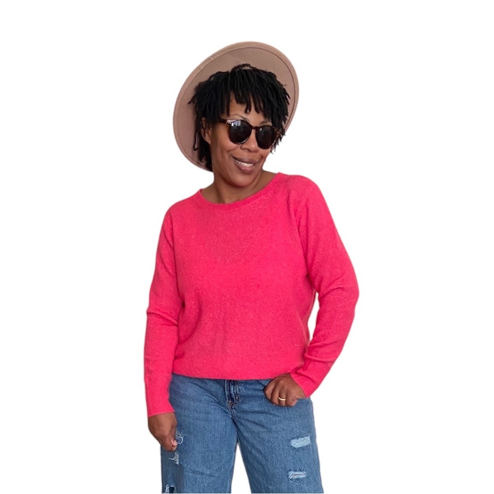 LOFT Sweater Fuzzy Knit Open Surplice Back